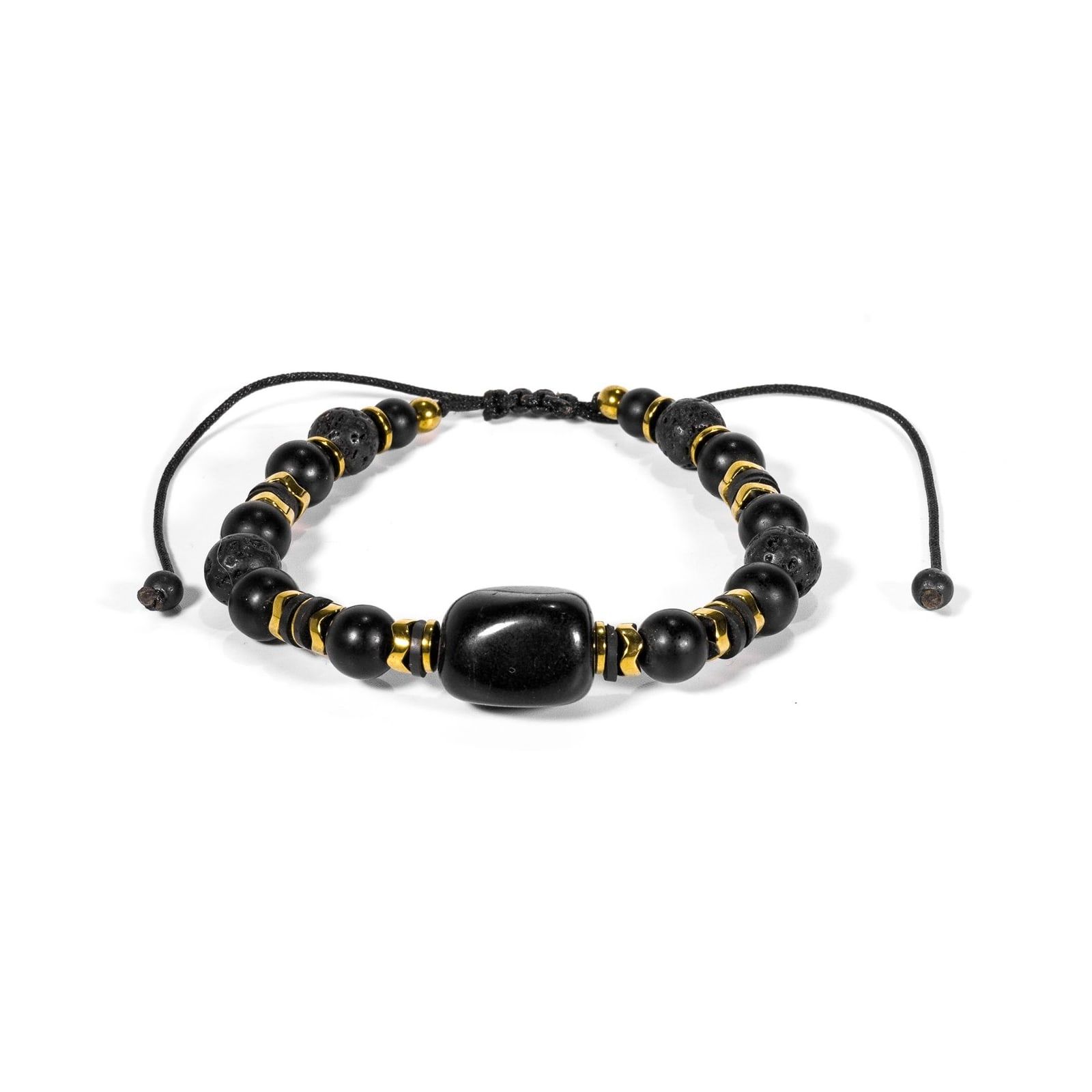 Pulsera Ónix y piedra volcánica negra