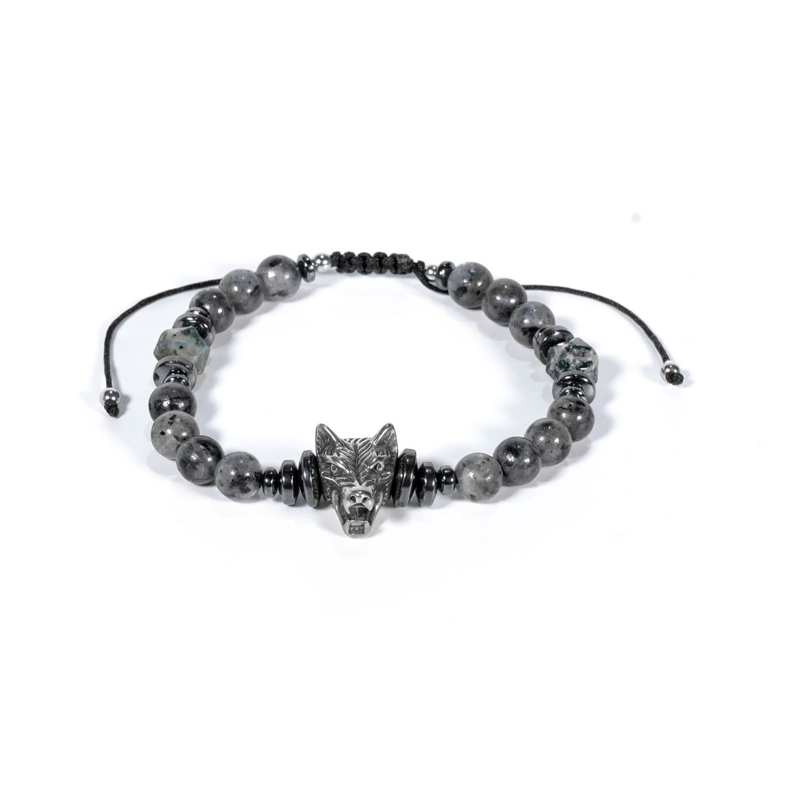 Pulsera Larvikita y obsidiana negra